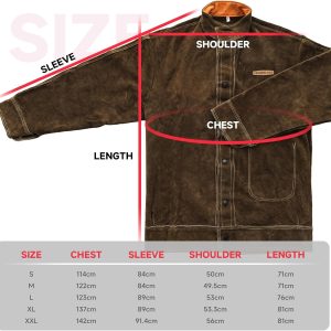 Leather Welding Jacket YESWELDER Heavy Duty Heat-Flame Resistant Brown-0
