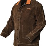 Leather Welding Jacket YESWELDER Duty Heat-Resistant Anorak Brown-0