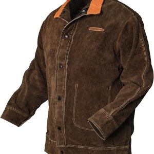 Leather Welding Jacket YESWELDER Duty Heat-Resistant Anorak Brown-0