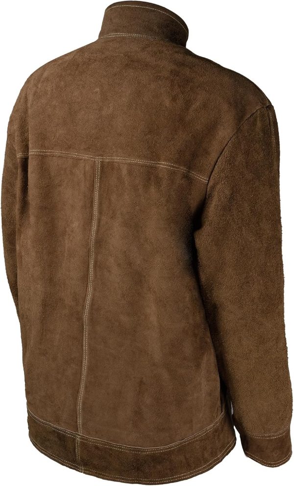 Leather Welding Jacket YESWELDER Heavy Duty Heat-Flame Resistant Brown-3